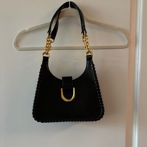 Antik Kraft Black Shoulder Bag with Gold Chain
